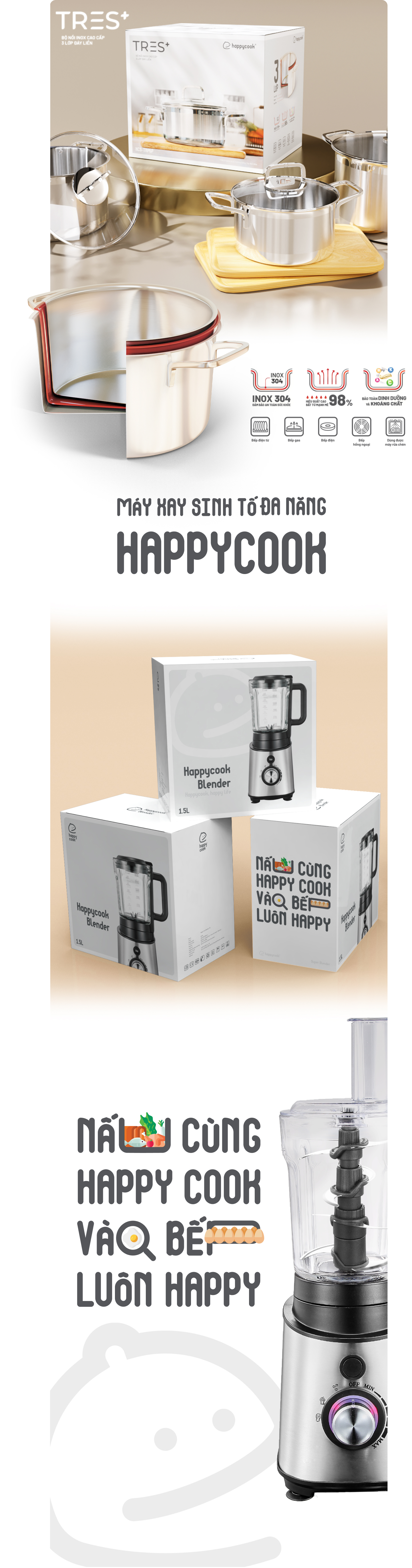 HAPPYCOOK BỘ NỒI CAO CẤP TRES+